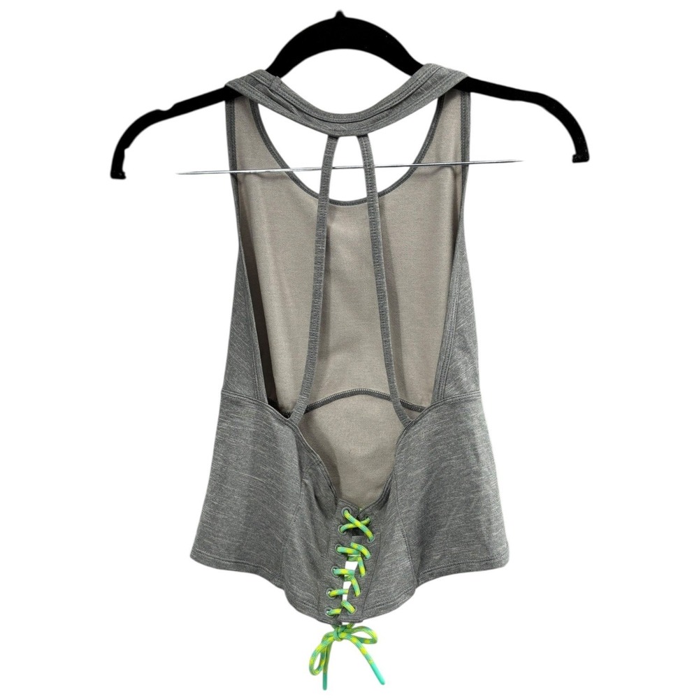 Free People‎ Movement Open Back Lace Up Athletic Tank Gray Racerback - Picture 7 of 7